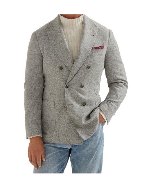 Brunello Cucinelli Gray Prince Of Wales Blazer for men
