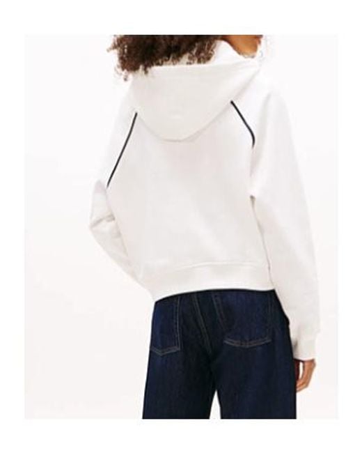 Tommy Hilfiger White Tommy Badge Piping Relaxed Hoody
