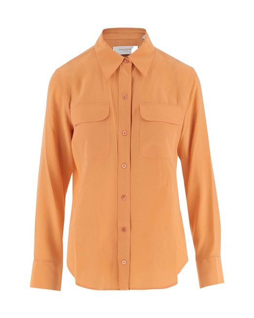 Equipment Orange Signature Shirt With Pointed Collar