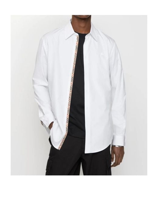 Burberry White Long Sleeved Buttoned Shirt for men