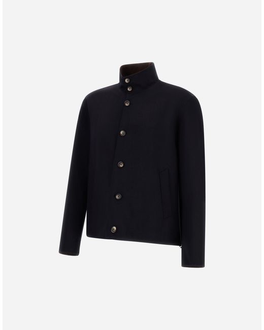 Herno Blue Long-Sleeved Button-Up Jacket for men