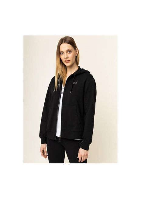 EA7 Black Logo Hooded Casual Jacket