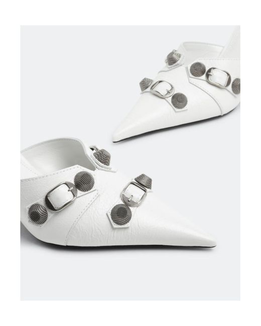 Balenciaga White Cagole Pointed Toe Mules