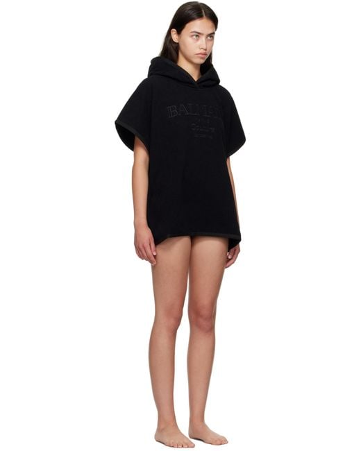 Balmain Black Logo Embroidered Poncho