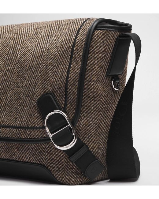 Dior Black Medium Jett Messenger Bag With Flap for men