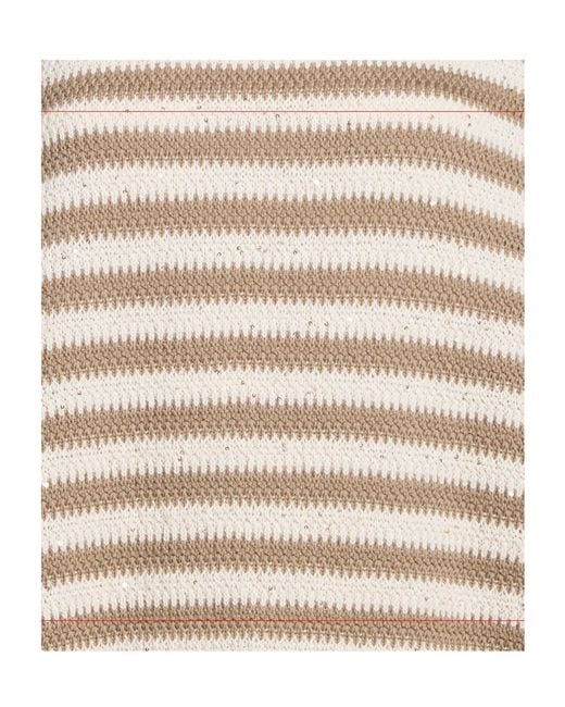 Brunello Cucinelli White Striped Knit Sweater