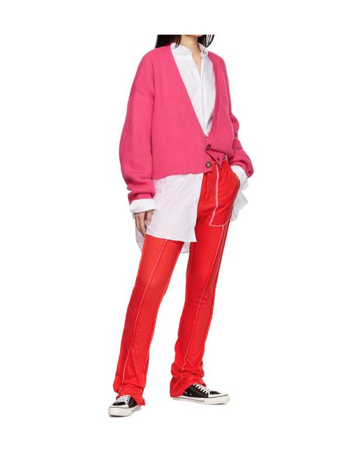 Edward Cuming Red Frayed Edge Casual Pants