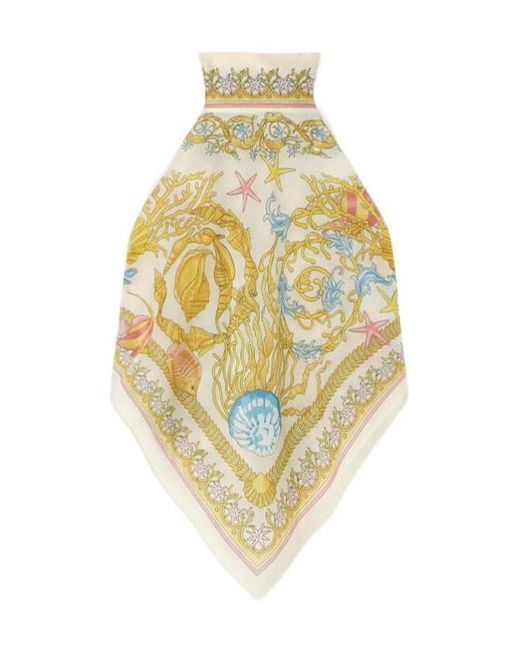 Versace Metallic Patterned Open Back Top