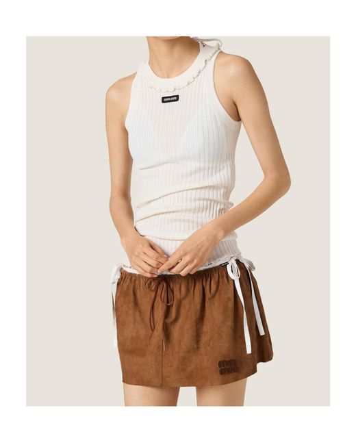 Miu Miu White Silk Tank Top