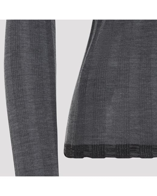 Prada Gray Long-Sleeved Knitted Polo Top