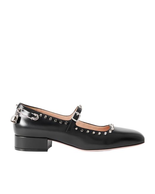 Bally Black Belkys Embellished Studded Leather Mary Jane Pumps