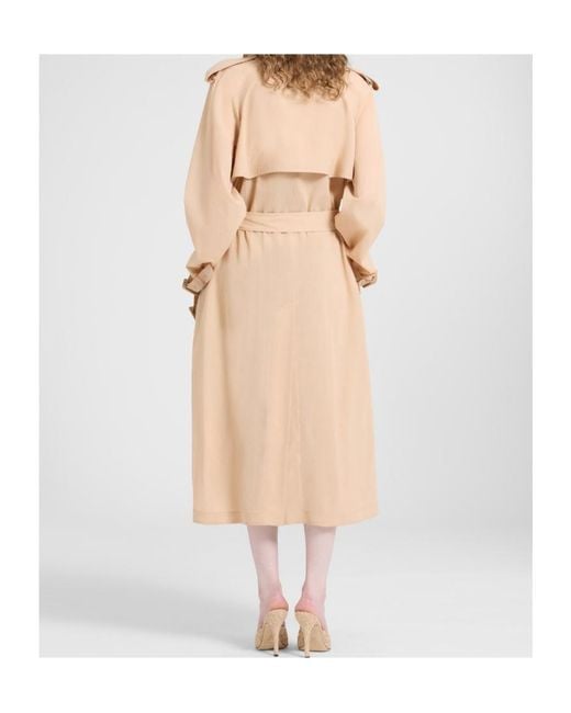Ermanno Scervino Natural Double-Breasted Belted Coat
