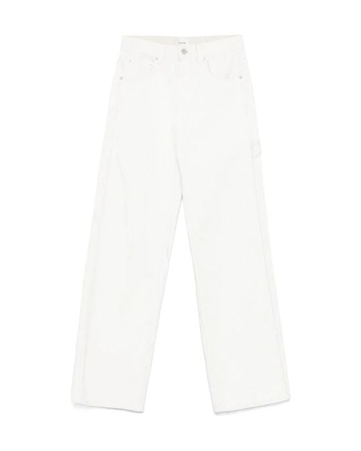 Haikure White Denim Trousers With Belt Loops