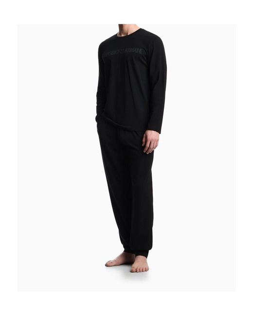 Emporio Armani Black Logo-Detail Pyjama Set for men