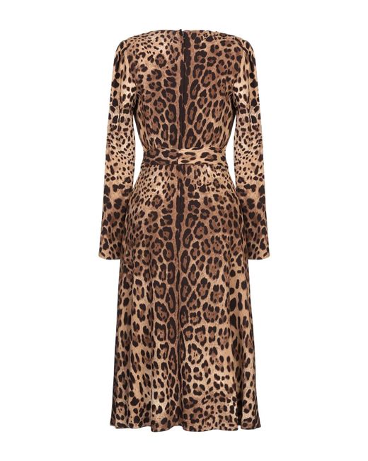 Dolce & Gabbana Natural V-Neck Leopard Print Dress
