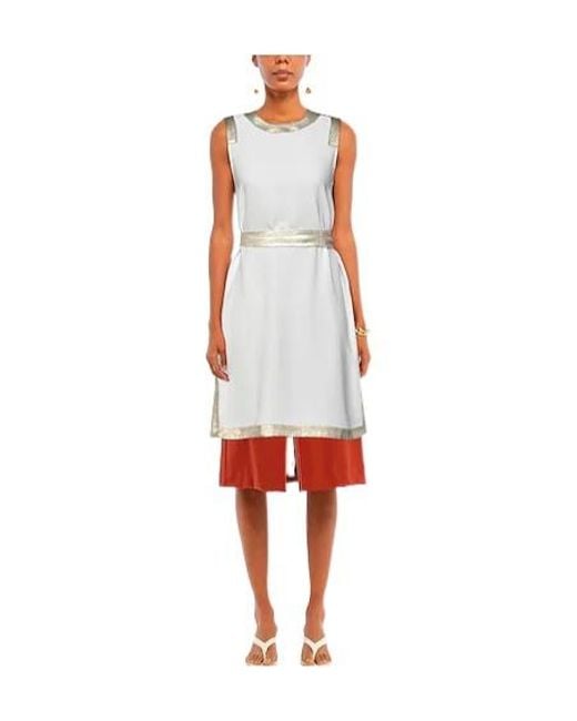 Max Mara Gray Color-Block Sleeveless Dress