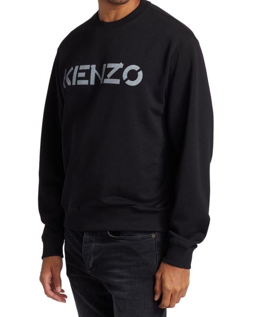 KENZO Black Logo-Print Cotton Sweatshirt for men