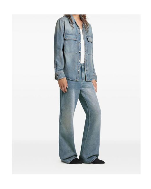 Courreges Blue Courrèges Workwear Denim Shirt for men