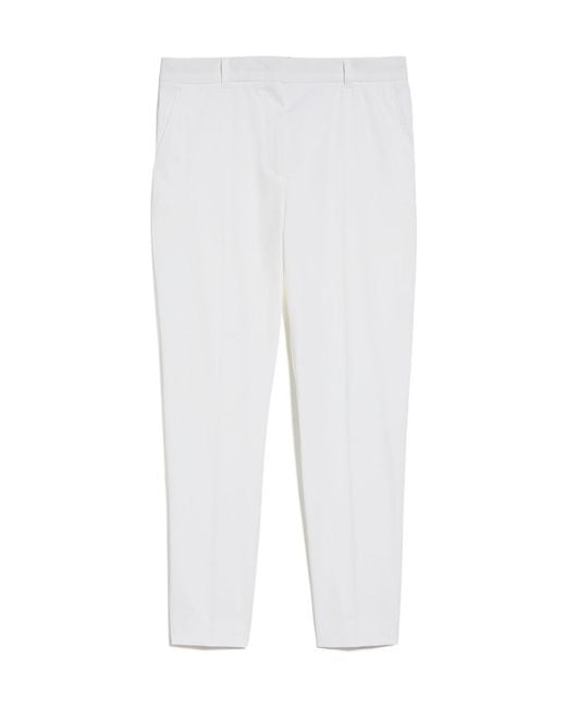 Max Mara White Studio High Waist Straight Leg Trousers