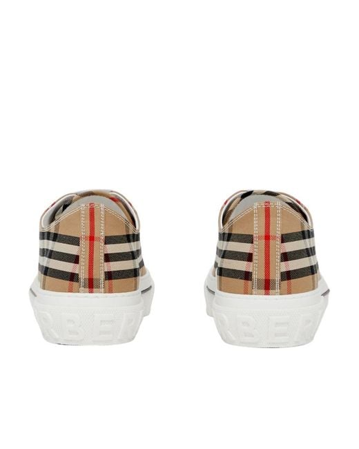 Burberry White Checked Lace-Up Sneakers