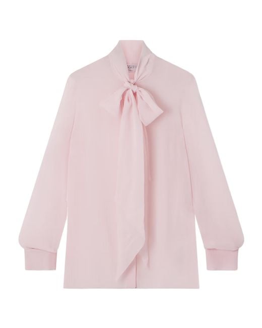 Gabriela Hearst Pink Shildon Pussy-Bow Silk-Georgette Blouse