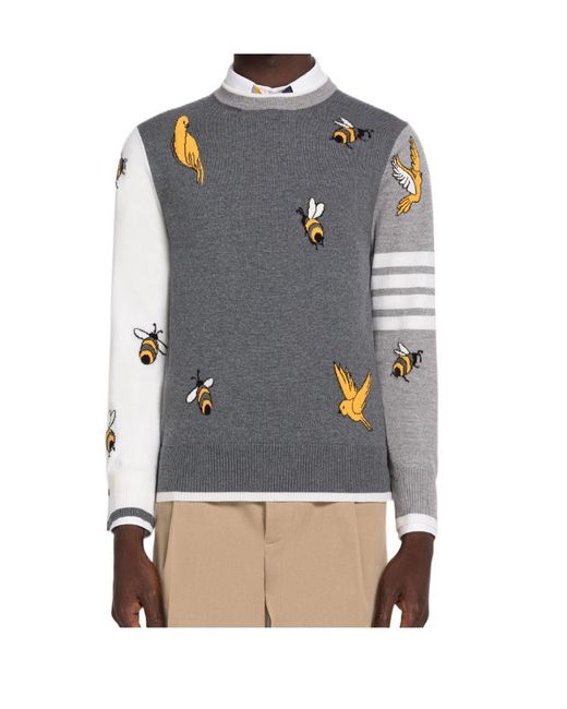 Thom Browne Blue Bar Striped Cardigan for men