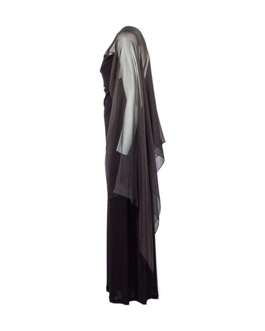 Alberta Ferretti Brown Sheer Cape Overlay Dress