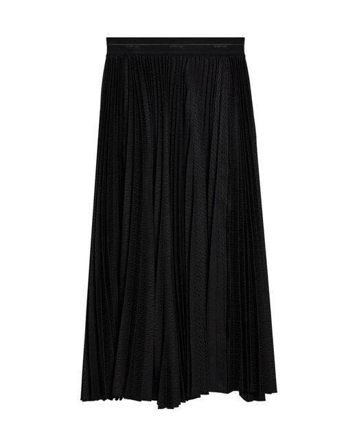 Helmut Lang Black Pleated Satin-Jacquard Maxi Skirt
