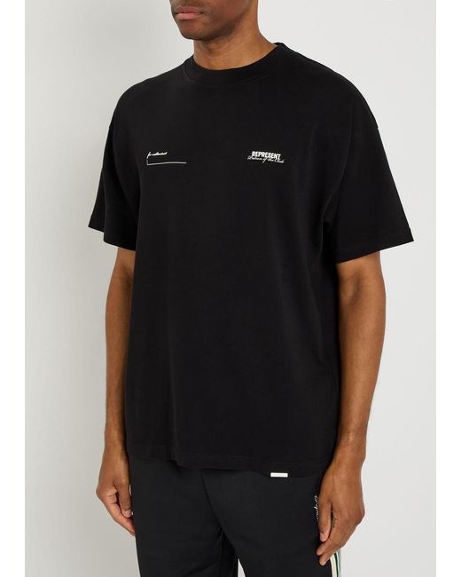 Represent Black Patron Of The Club Printed Cotton T-Shirt for men