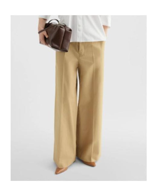 Jil Sander Natural Pleated Wide Leg Pants