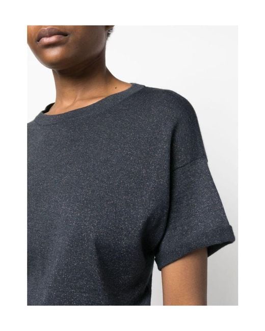Brunello Cucinelli Black Short-Sleeved Crewneck Knitted T-Shirt