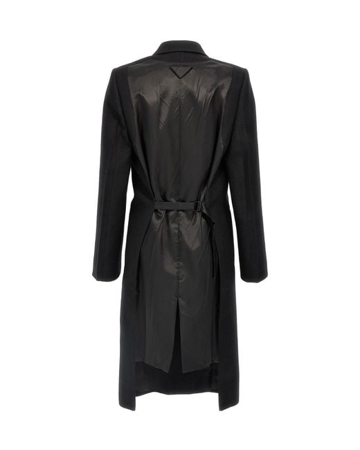 Prada Black Double-Breasted Long Sleeved Coat