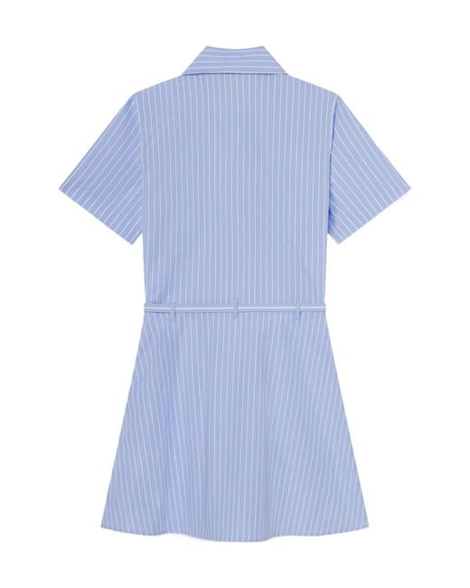 FRAME Blue Striped-Pattern Belted Mini Dress
