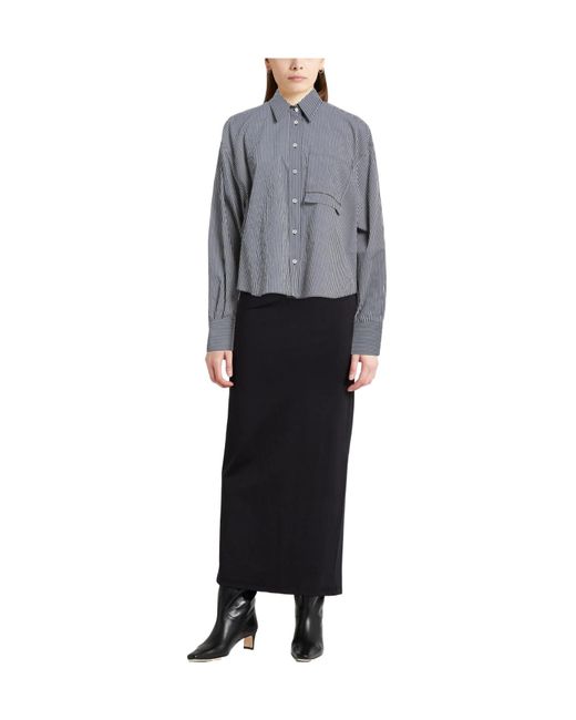 Brunello Cucinelli Gray Striped Long-Sleeve Shirt