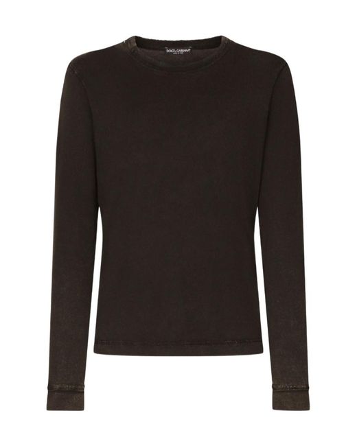 Dolce & Gabbana Black Long-Sleeved Crewneck T-Shirt for men