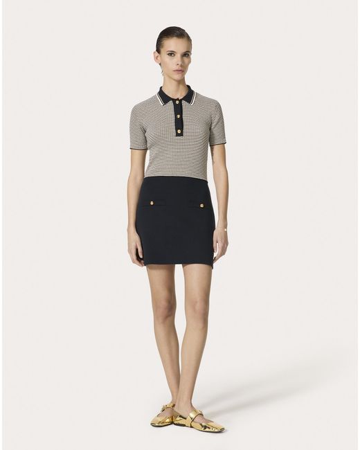 Valentino Gray Striped Short-Sleeved Polo Dress