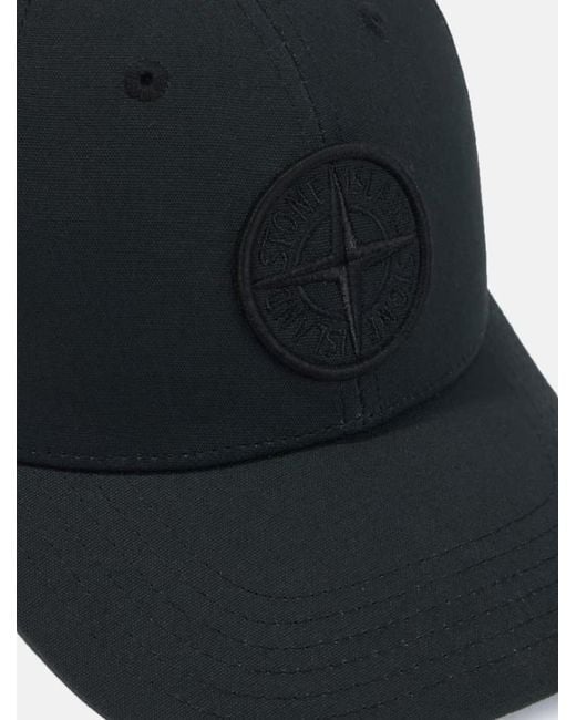Stone Island Black Logo Embroidered Baseball Cap for men