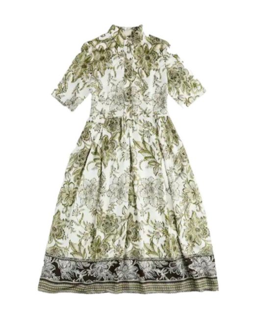 Fay Green Floral Shirt Midi Dress