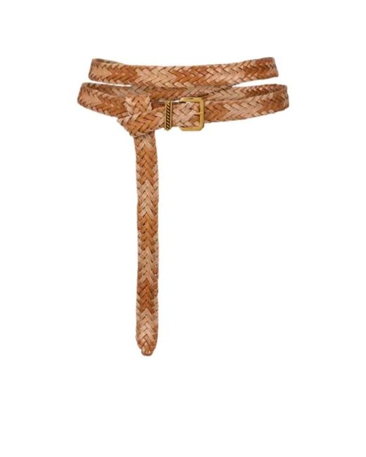 Etro Brown Logo-Engraved Braided Belt