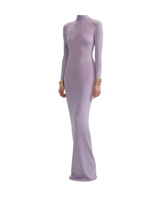 Self-Portrait Purple Lilac Viscose Knit Maxi Dress