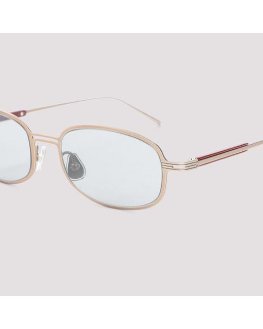 Brunello Cucinelli White Oval Metal Sunglasses for men