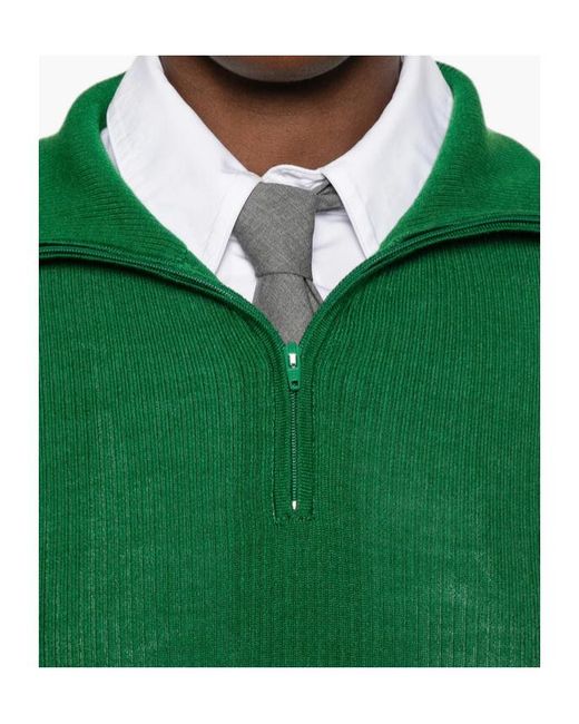 Frankie Shop Green Long-Sleeve Zip-Up Sweater