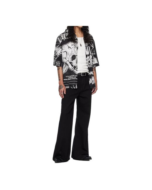 Lu'u Dan Black Printed Short-Sleeved Shirt for men