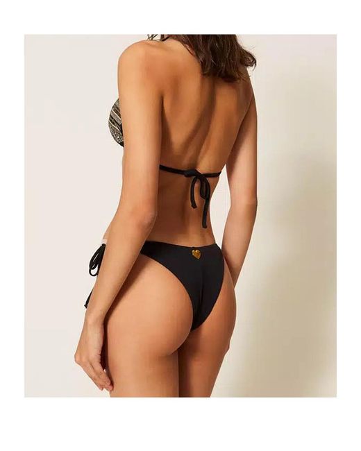 Twinset Black Sequin-Embroidered Triangle Bikini