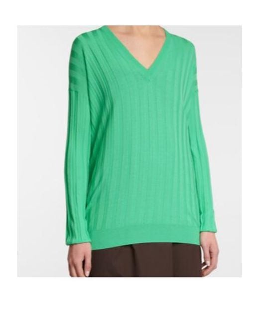 Plan C Green Ribbed Wool Sweater
