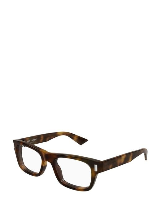 Saint Laurent Black Eyewear Rectangle Frame Glasses for men