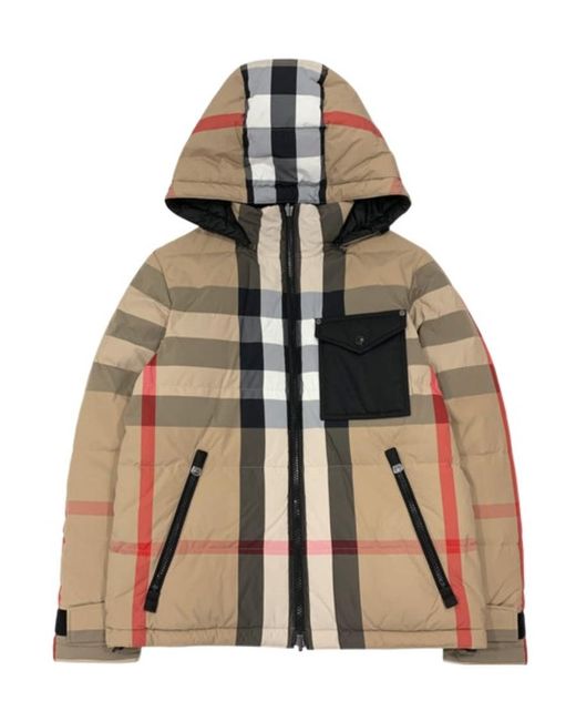 Burberry Brown Reversible Check Puffer Jacket for men