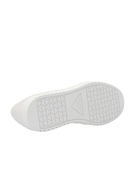Prada White Downtown Leather Sneakers for men
