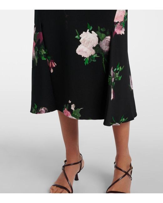 Erdem Black Floral Midi Skirt