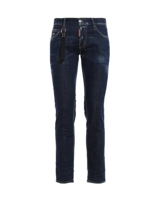 DSquared² Blue Faded Stretch Denim Five-Bag Jeans for men